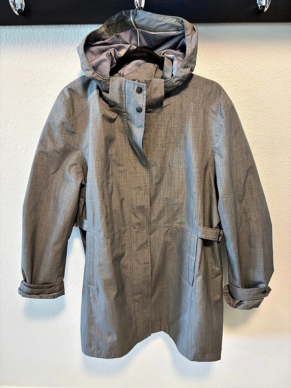 Kirkland Signature Hooded Trench Rain Coat in Gray - Size XXL